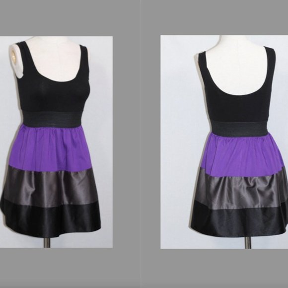 Twenty One Black Grey Purple Dress - Picture 1 of 6